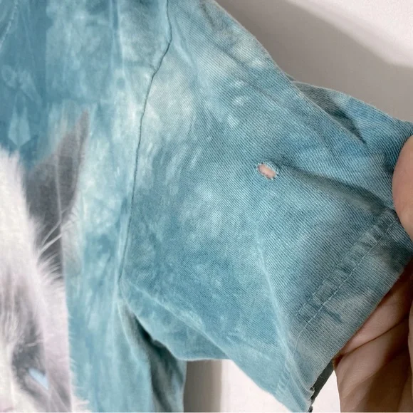 The Mountain Blue Tie Dye Grumpy Cat Graphic Tee T Shirt L - Picture 7 of 16